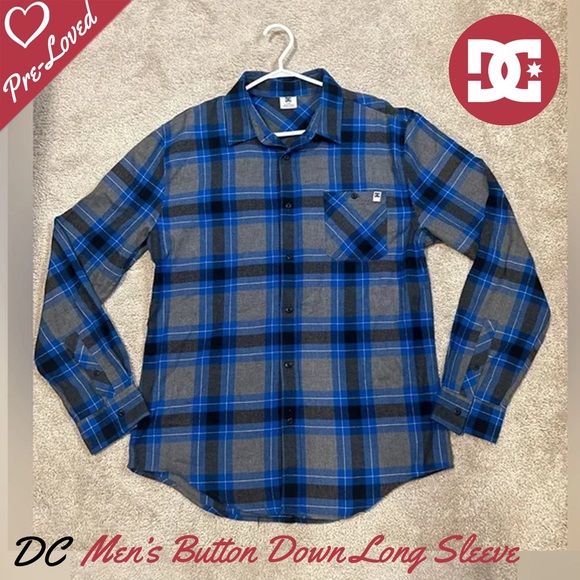 DC Men’s Button Down Long Sleeve Shirt Top - Picture 1 of 6
